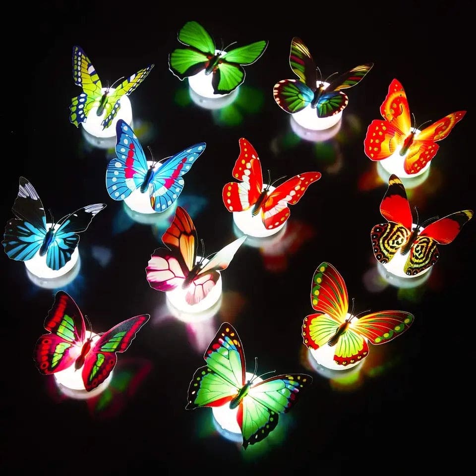 Colorful 3D Butterfly LED Night Light, Wedding Decorative Lamp, Wall Decor Glow Atmosphere Light, Butterfly Wall Stickers Light, Paste Wall Lamp, Butterfly Sticker Wall Light Colorful 3D Butterfly LED Night Light, Wedding Decorative Lamp, Wall Decor Glow Atmosphere Light, Butterfly Wall Stickers Light, Paste Wall Lamp, Butterfly Sticker Wall Light